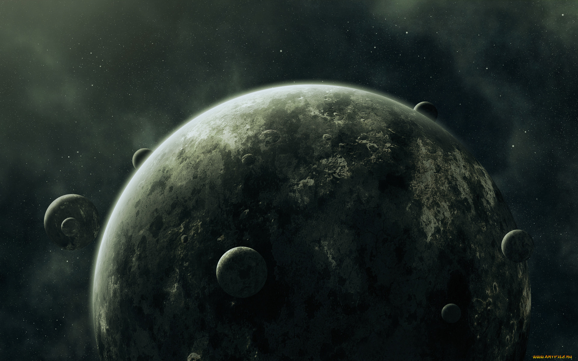 , , darkness, sci, fi, moons, planets